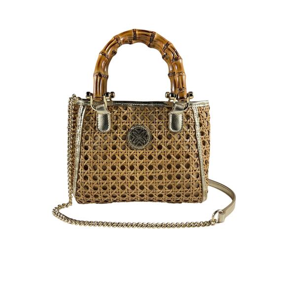 Lilly Pulitzer 'Adrian' Beige Cane Mini Bag - Picture 3 of 9